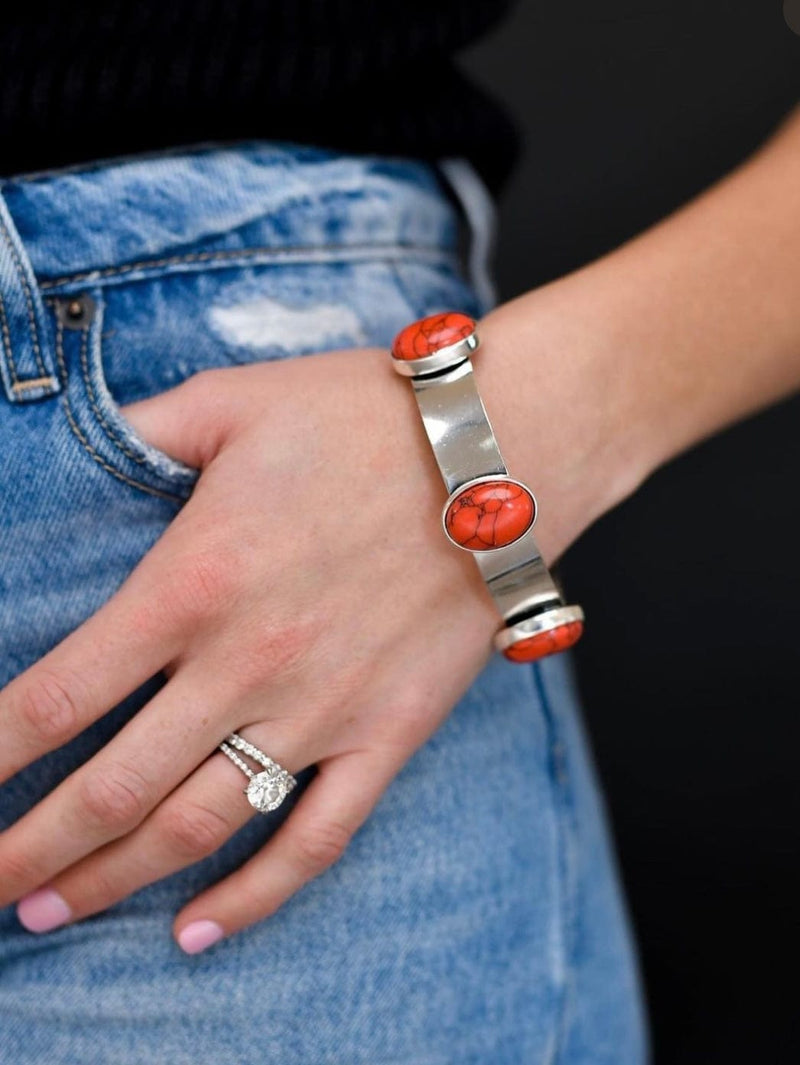 Shop Envi Me Jewelry Silver & Red / Silver The Santa Palo Silver & Red Bangle Bracelet