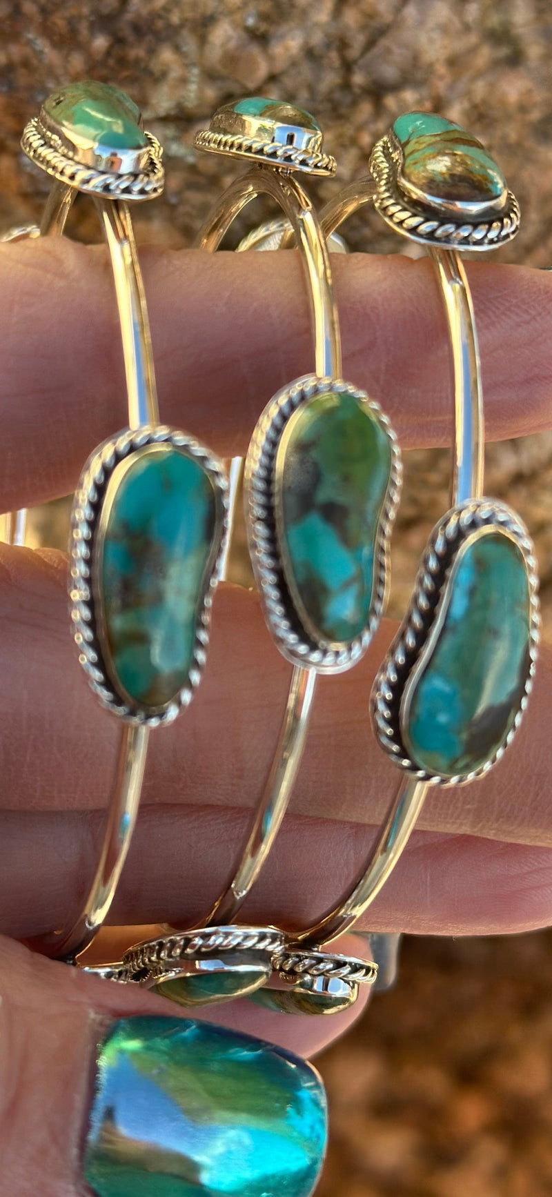 Shop Envi Me Bracelets Silver The Santa Rio Sterling Silver & Real Turquoise Bangle Bracelet