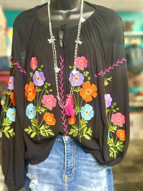 Shop Envi Me Tops and Tunics The Santa Rosa Embroidered Top