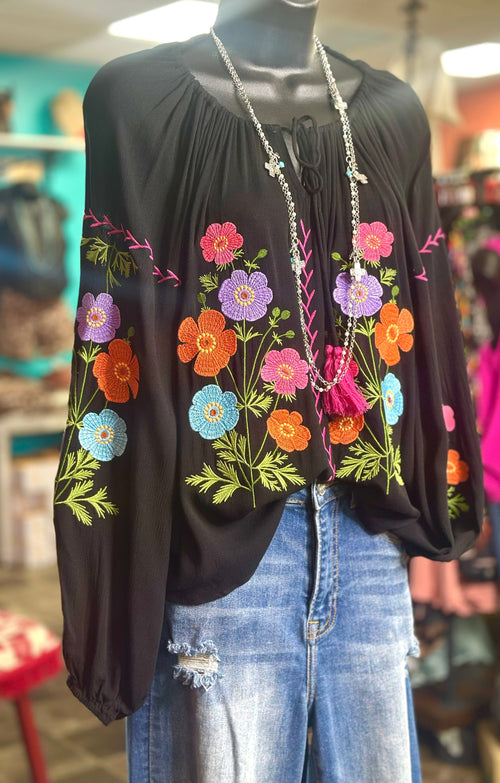 Shop Envi Me Tops and Tunics The Santa Rosa Embroidered Top