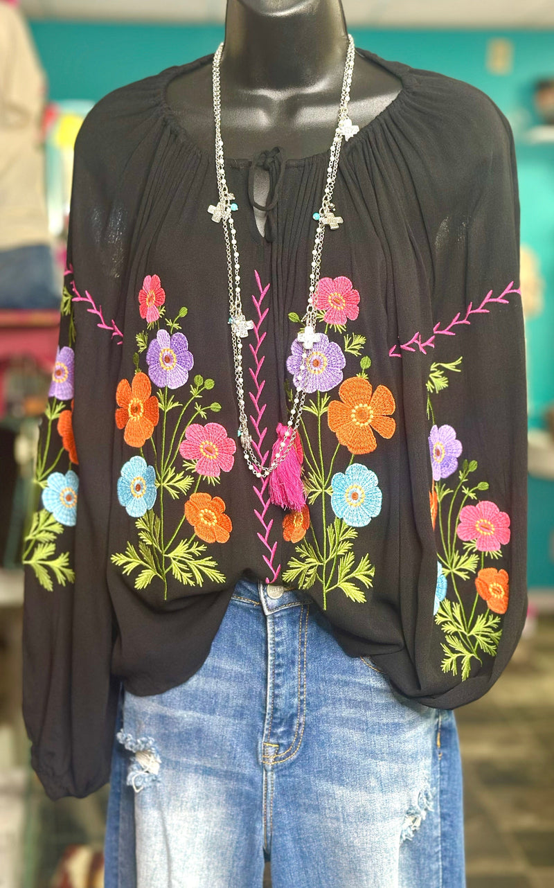 Shop Envi Me Tops and Tunics The Santa Rosa Embroidered Top