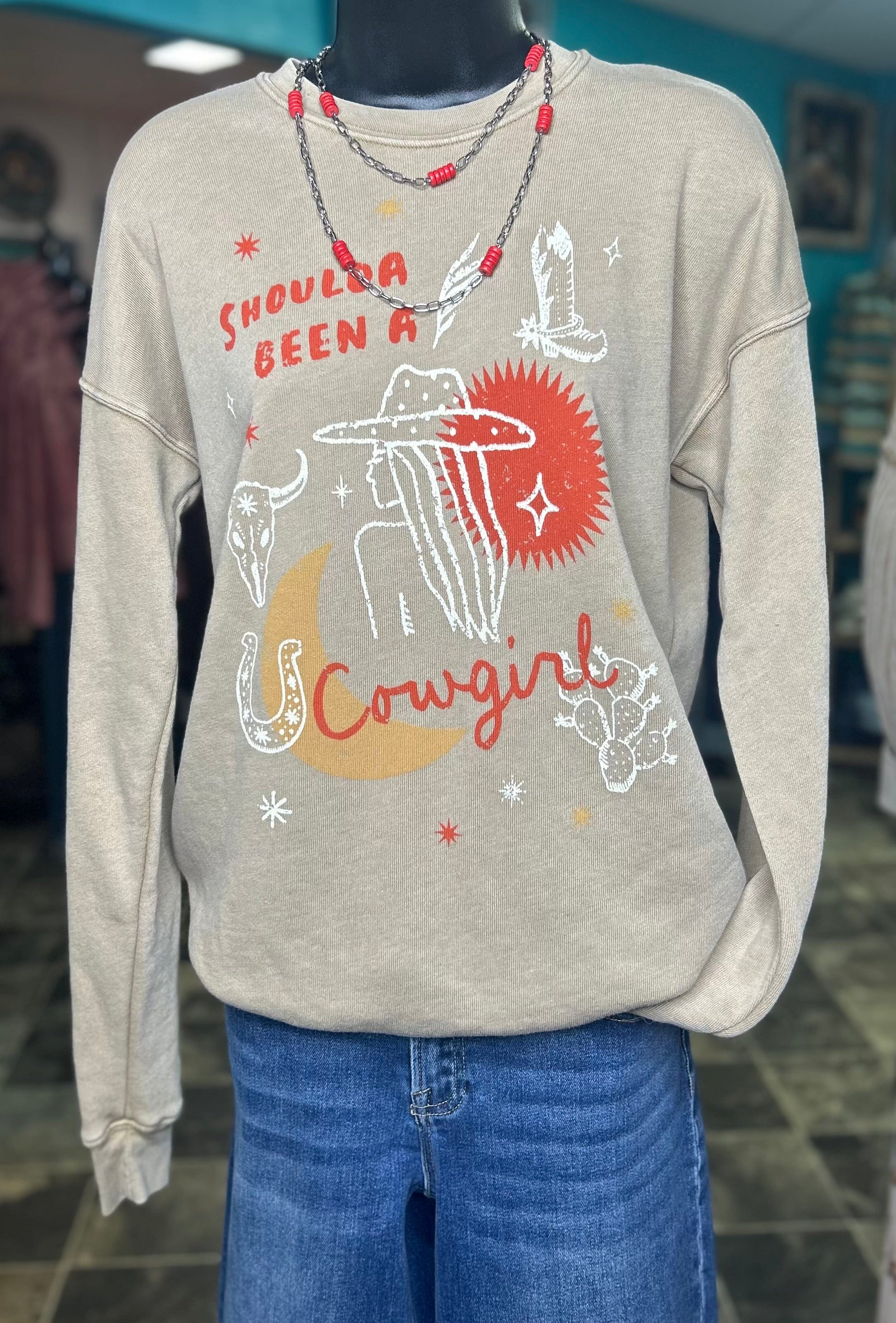 Shop Envi Me Tops and Tunics The Shoulda Been A Cowgirl Sweatshirt