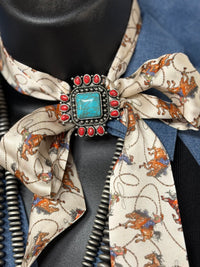 Shop Envi Me Earrings Coral & Turquoise The Sierra Scarf Slides/Ring Adjustable