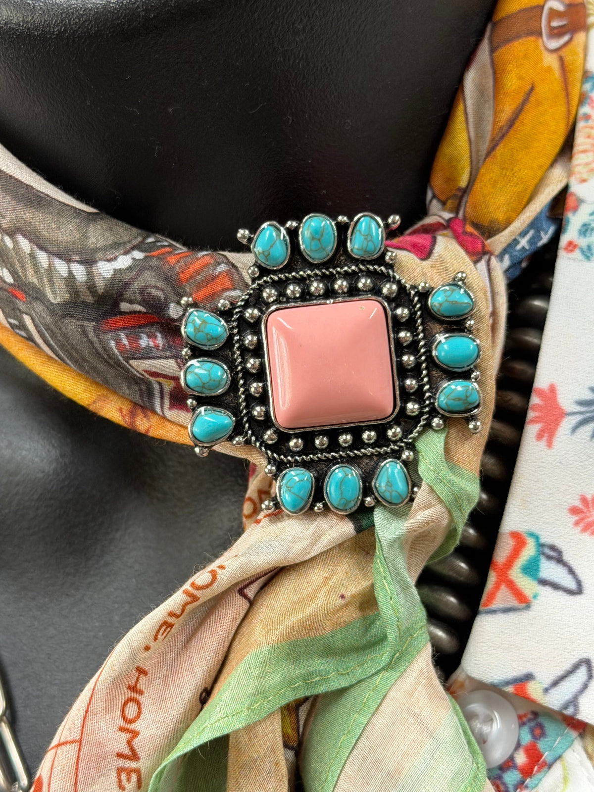 Shop Envi Me Earrings Turquoise and Pink The Sierra Scarf Slides/Ring Adjustable