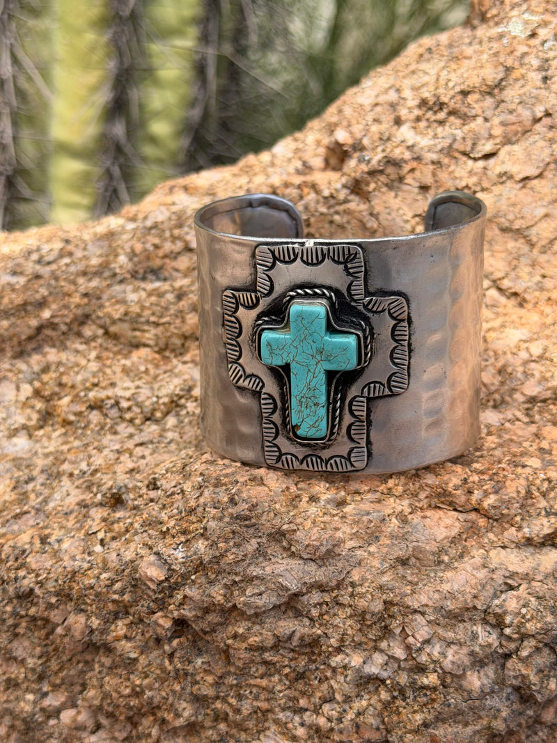 Shop Envi Me Bracelets Silver The Silver Calistoga Turquoise Cross Cuff