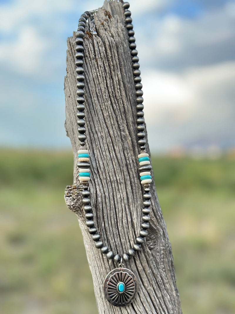 Shop Envi Me Jewelry Silver The Silver Turquoise Concho Necklace