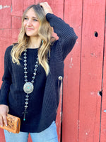 Shop Envi Me Cardigans and Kimonos The Sleigh Bells Ring Black Poncho Sweater