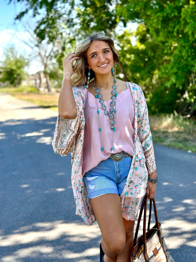Shop Envi Me Cardigans and Kimonos OS The Soho Boho Print Kimono