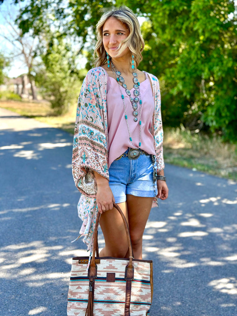 Shop Envi Me Cardigans and Kimonos OS The Soho Boho Print Kimono
