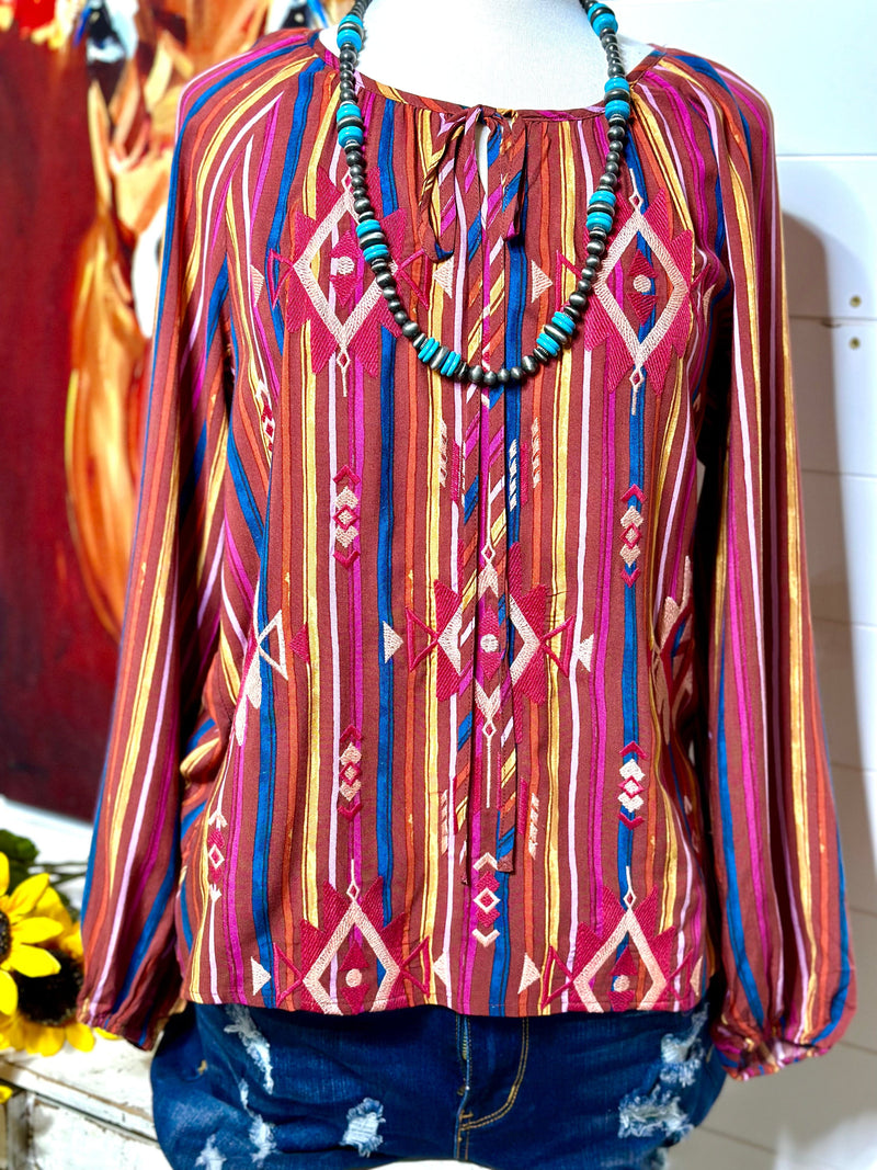 Shop Envi Me Tops and Tunics The South Of Amarillo Embroidered Top