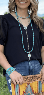 Shop Envi Me Necklaces The South Of Austin Turquoise Aztec Rosary Necklace