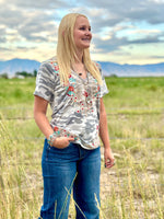 Shop Envi Me Dress it up The South of Camo Embroidered V Neck