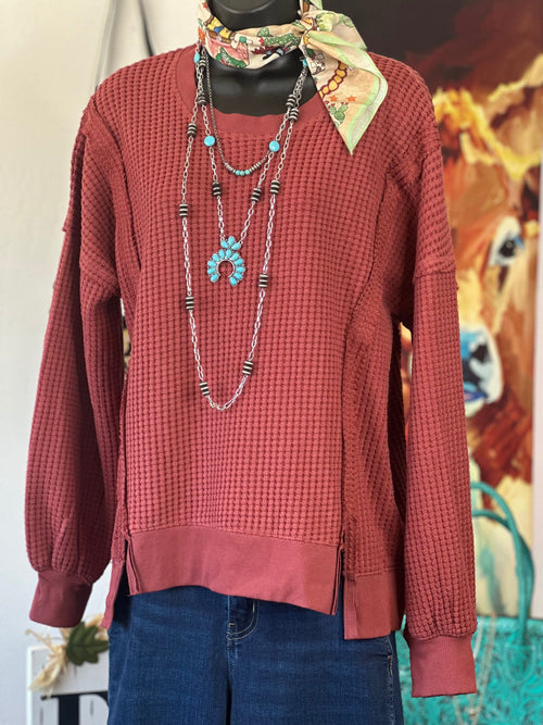 Shop Envi Me Tops and Tunics The South of Fall New Waffle Weave Top