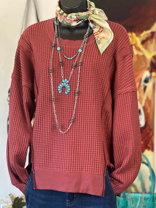 Shop Envi Me Tops and Tunics The South of Fall New Waffle Weave Top