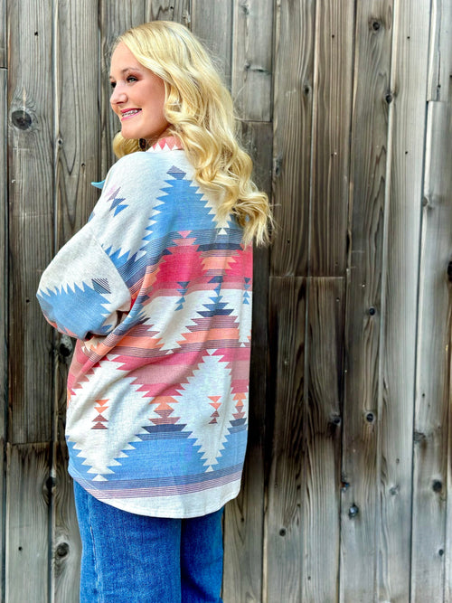 Shop Envi Me Cardigans and Kimonos The South of Summer Aztec Shirt Shacket