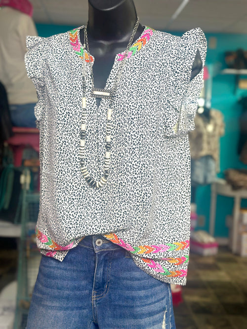 Shop Envi Me Tops and Tunics The South Of The Sunset Embroidered Sleeveless Top