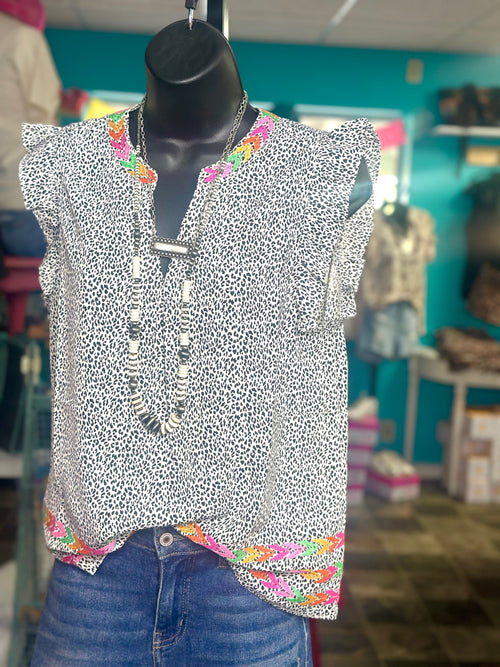 Shop Envi Me Tops and Tunics The South Of The Sunset Embroidered Sleeveless Top