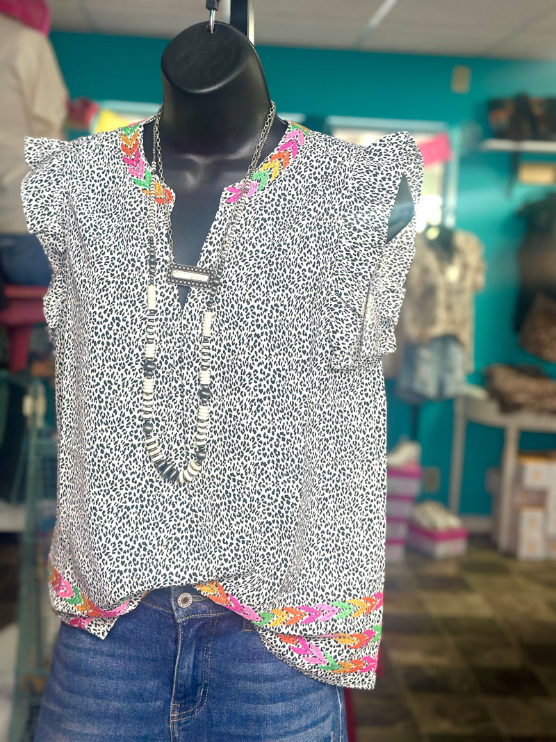 Shop Envi Me Tops and Tunics The South Of The Sunset Embroidered Sleeveless Top