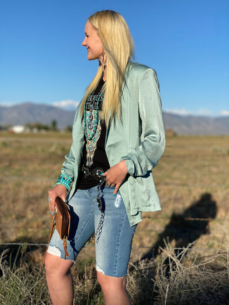 Shop Envi Me Cardigans and Kimonos The South of Turquoise Blazer