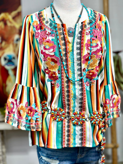 Shop Envi Me tops The Southwest Colors Ellensberg Embroidered Top