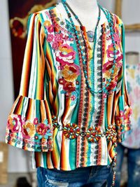 Shop Envi Me tops The Southwest Colors Ellensberg Embroidered Top
