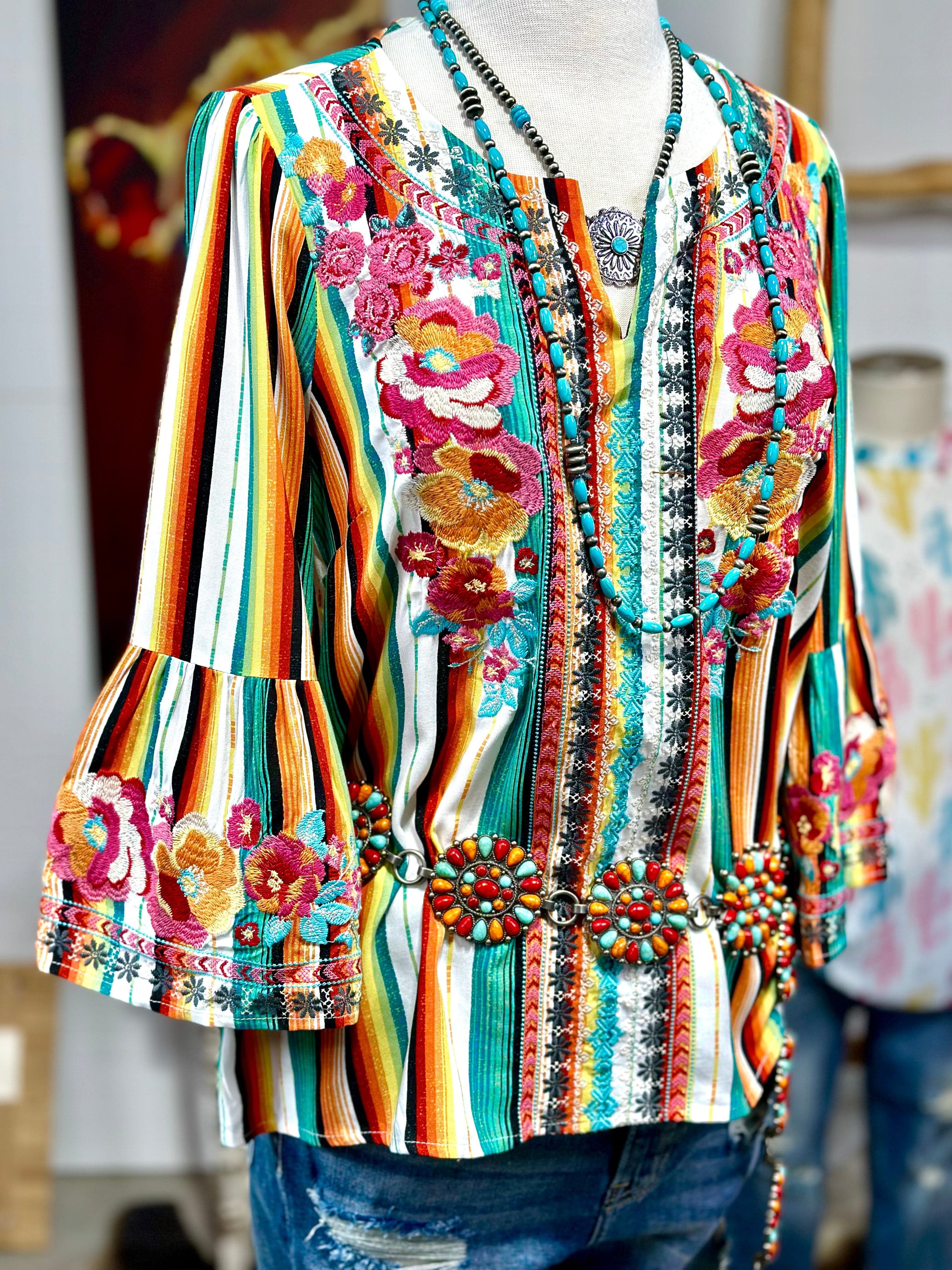 Shop Envi Me tops The Southwest Colors Ellensberg Embroidered Top