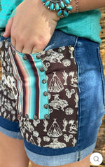 Shop Envi Me The Southwest Patchwork Print Mid Thigh Shorts