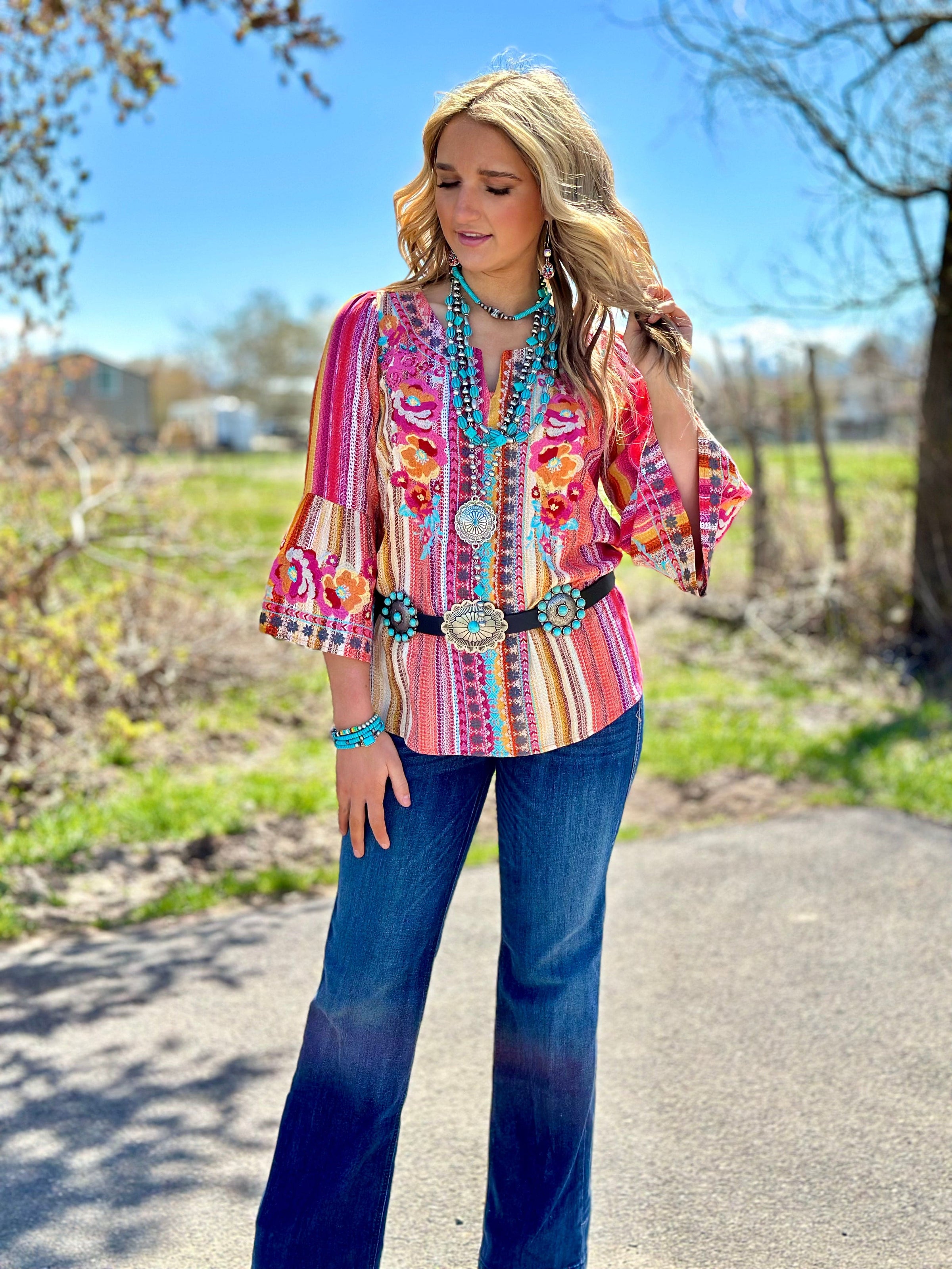 Shop Envi Me tops The Spring Ellensberg Embroidered Top