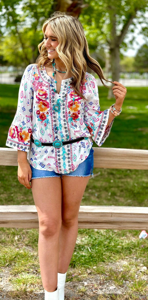 Shop Envi Me tops The Spring Ellensberg Embroidered Top