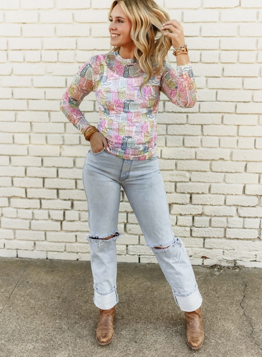 Shop Envi Me It's T-shirt Kinda Day The Spring Give It The Boot Mesh Top