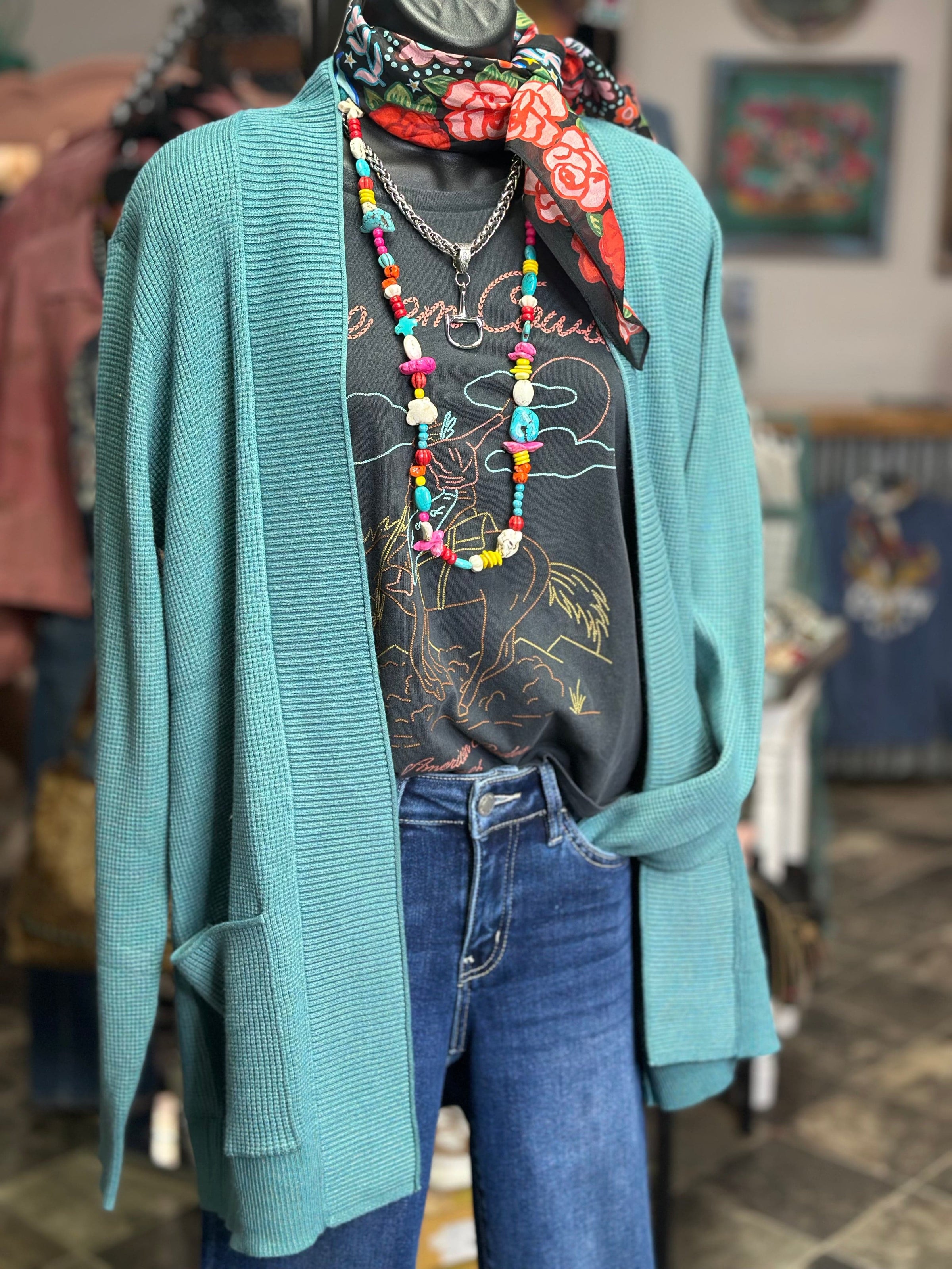 Shop Envi Me Cardigans and Kimonos The Spring On The Tejas Turquoise Cardigan