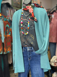 Shop Envi Me Cardigans and Kimonos The Spring On The Tejas Turquoise Cardigan