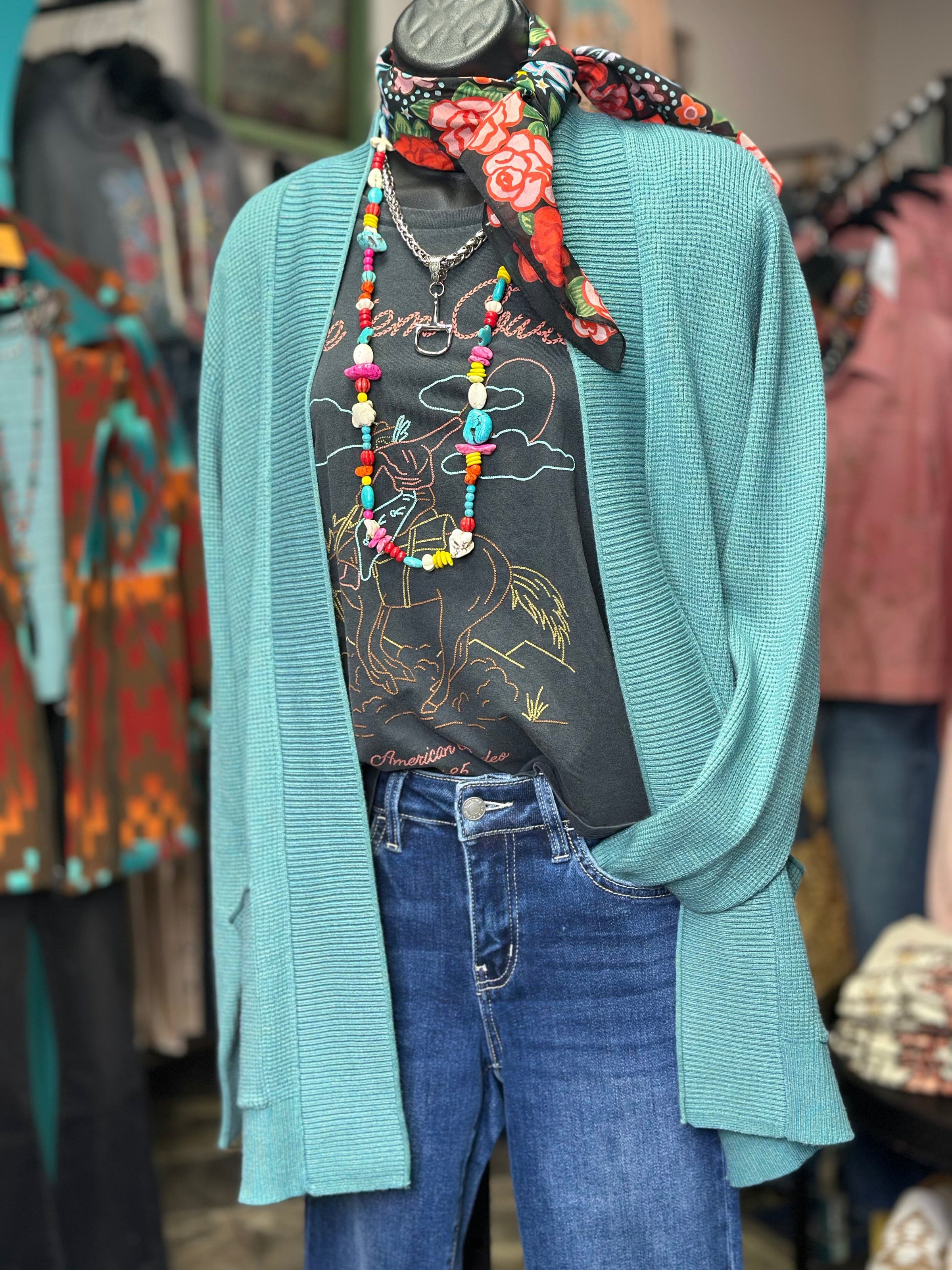 Shop Envi Me Cardigans and Kimonos The Spring On The Tejas Turquoise Cardigan