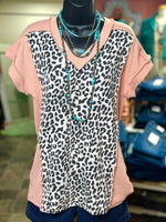 Shop Envi Me Tops and Tunics The Spring Peachy Cheetah Corded V Neck Top