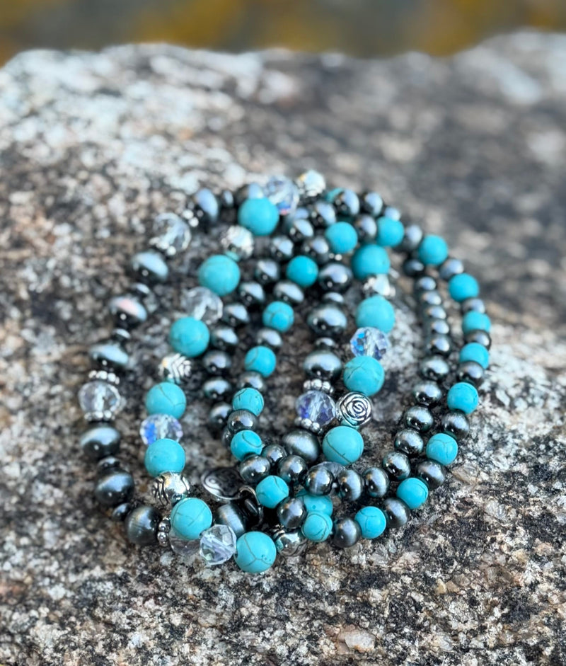 Shop Envi Me Bracelets The Spring Turquoise & Silver Bracelet Stack