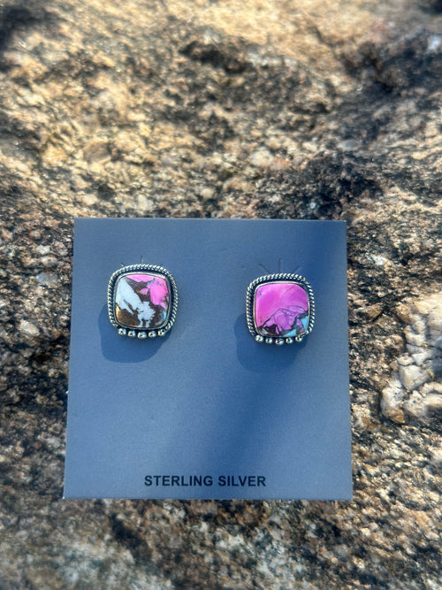 Shop Envi Me Earrings Silver The Square Sterling Silver and Cotton Candy Stud Earring