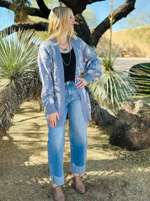 Shop Envi Me Tops and Tunics The Stayn’ Western In The Desert Blue Cardigan Sweater