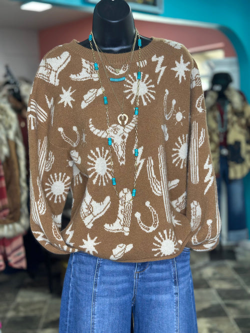 Shop Envi Me Tops and Tunics The Stayn’ Western In The Desert Camel Sweater