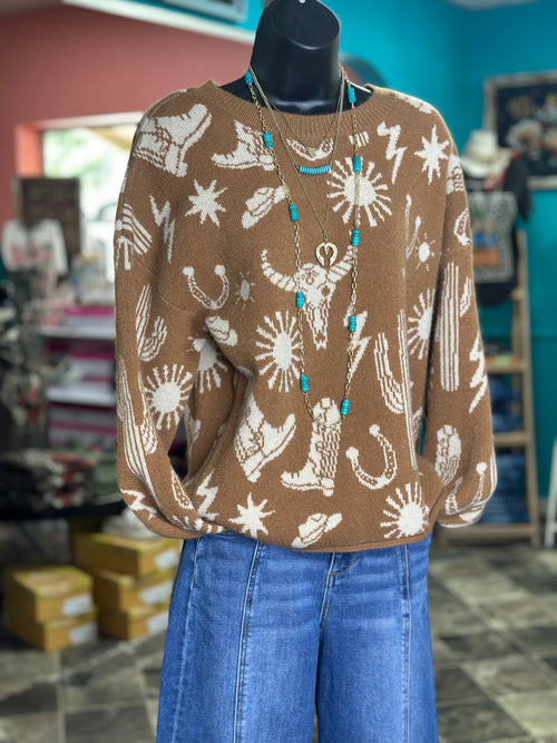 Shop Envi Me Tops and Tunics The Stayn’ Western In The Desert Camel Sweater