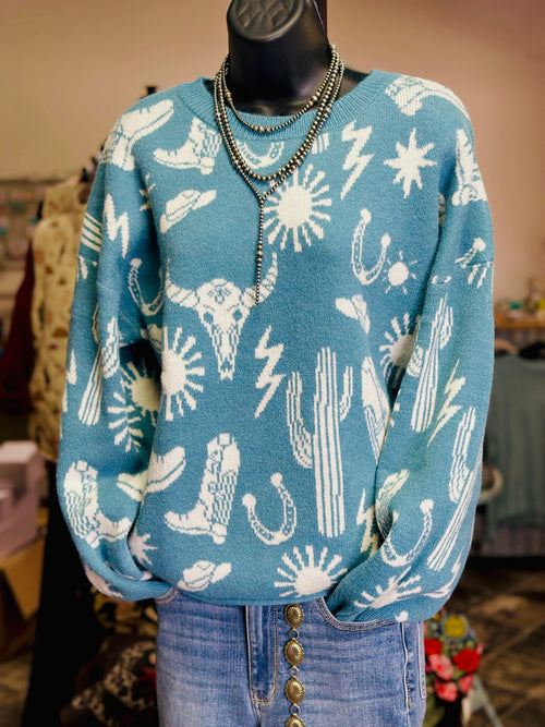Shop Envi Me Tops and Tunics The Stayn’ Western In The Desert Teal Sweater