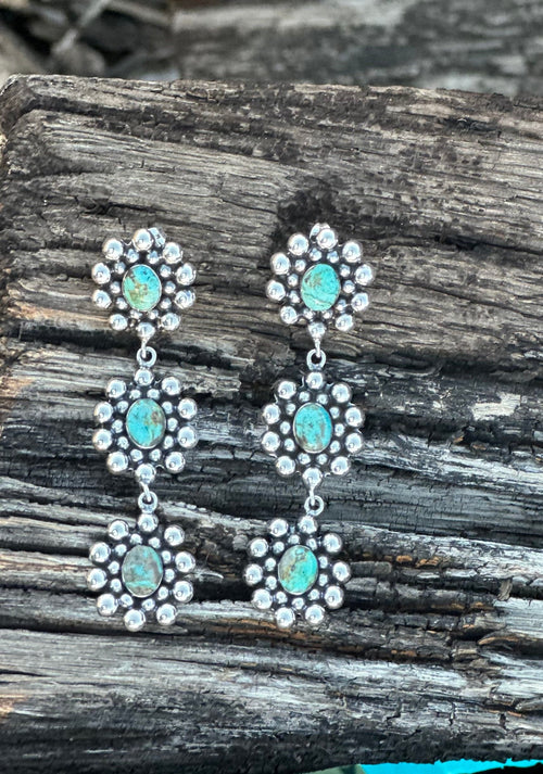 Shop Envi Me Earrings Turquoise The Sterling Silver & Cluster Turquoise Triple Drop Earring
