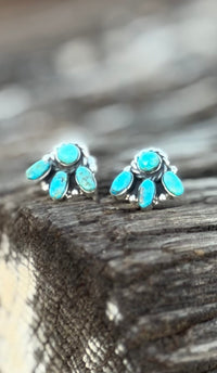 Shop Envi Me Earrings Silver The Sterling & Turquoise Mini Cluster Stud Earring