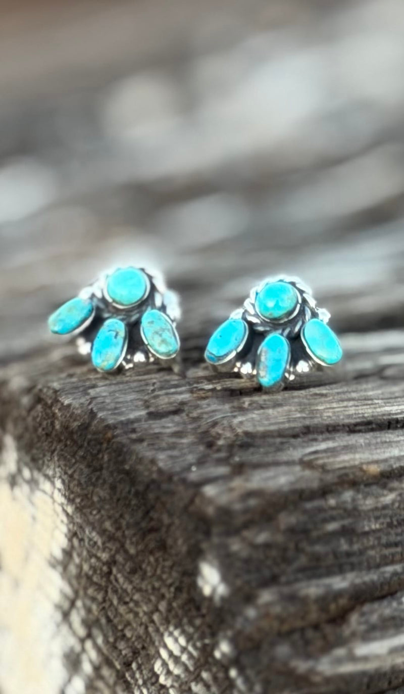 Shop Envi Me Earrings Silver The Sterling & Turquoise Mini Cluster Stud Earring