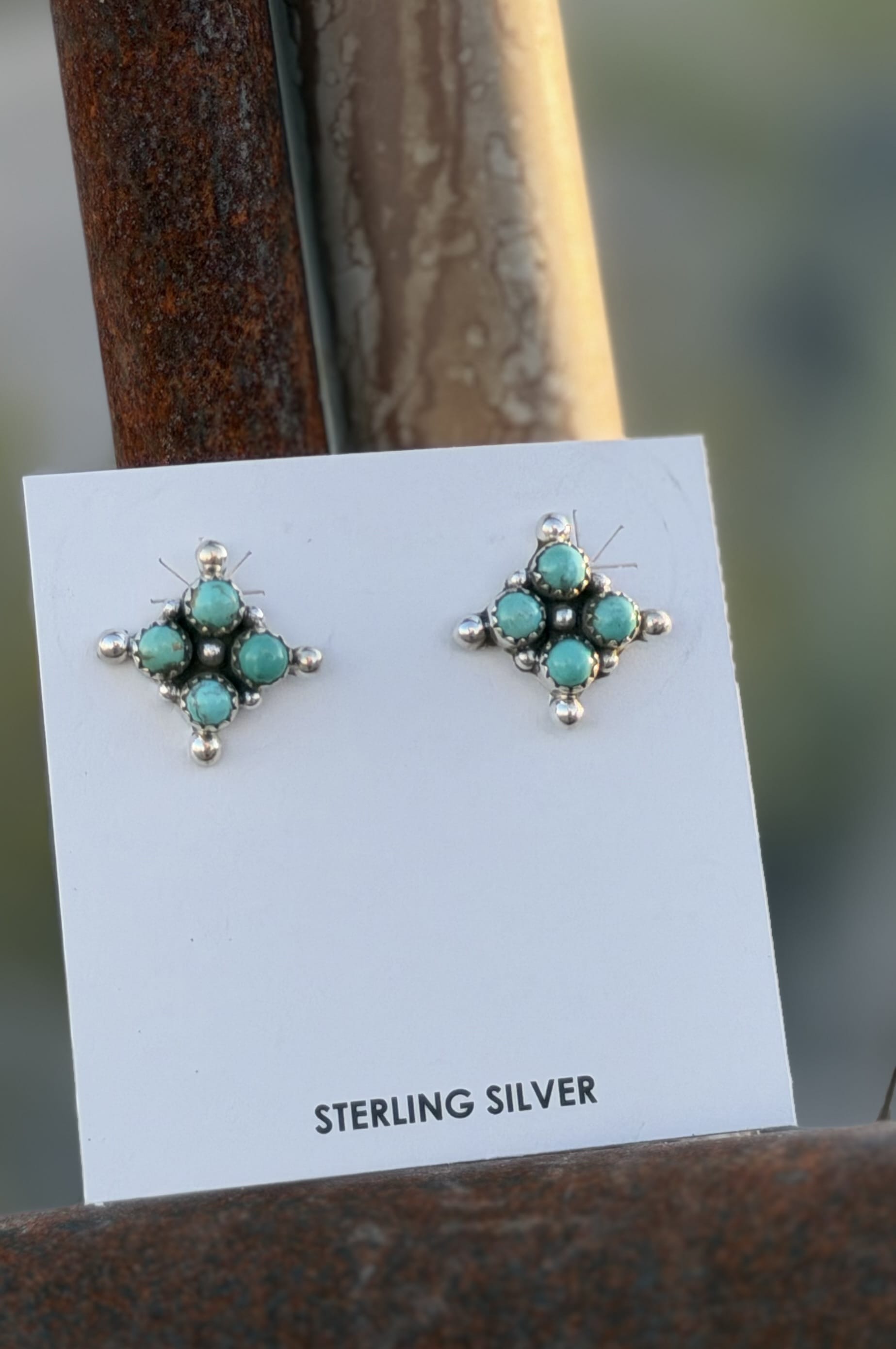 Shop Envi Me Earrings Silver The Sterling & Turquoise Small Cluster Stud Earring