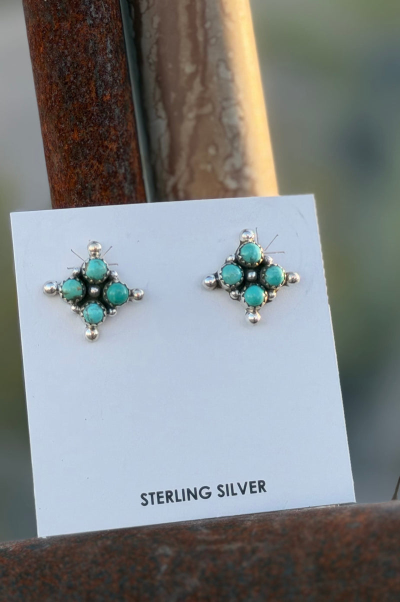 Shop Envi Me Earrings Silver The Sterling & Turquoise Small Cluster Stud Earring
