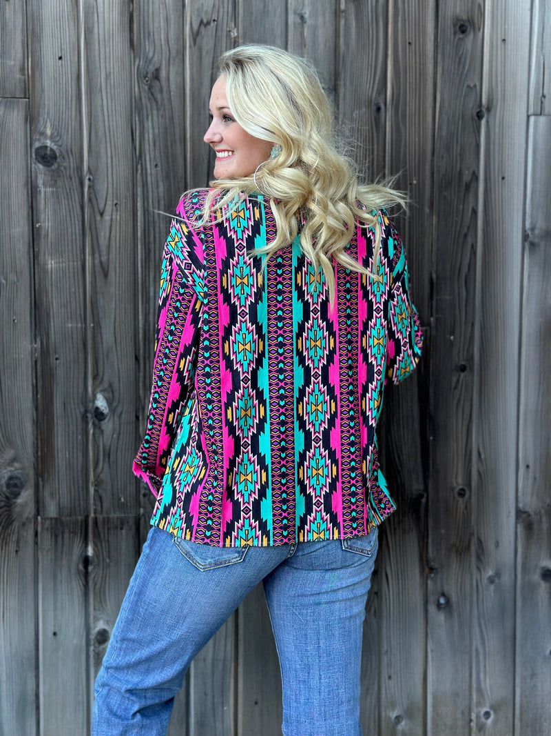 Shop Envi Me Cardigans and Kimonos The Stockyard Nights Aztec Shacket Jacket