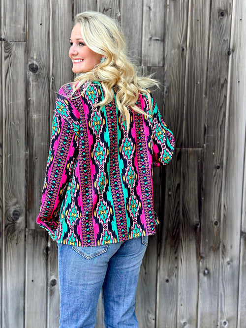 Shop Envi Me Cardigans and Kimonos The Stockyard Nights Aztec Shacket Jacket