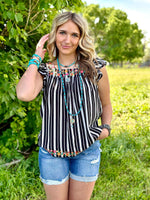 Shop Envi Me Tops and Tunics The Striped Take Me To Mexico  Embroidered Top