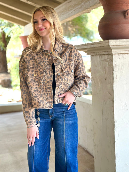 Shop Envi Me Tops and Tunics The Studded Jungle Leopard Jacket