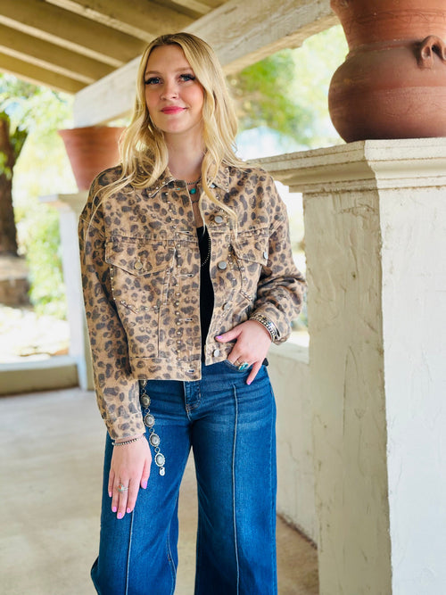 Shop Envi Me Tops and Tunics The Studded Jungle Leopard Jacket
